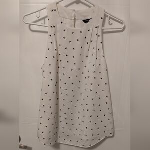 Banana Republic White Sleeveless Blouse with Bee Pattern